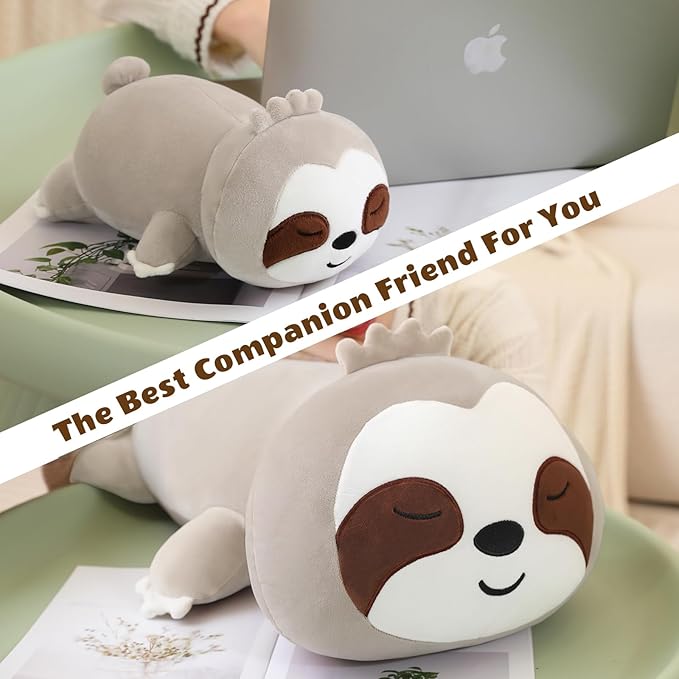 Finebee Weighted Sloth Stuffed Animals, Cute Weighted Sloth Plush, Soft Stuffed Weighted Plushie Pillow Gifts for Kids & Adults (23.6" 3.1Lbs)
