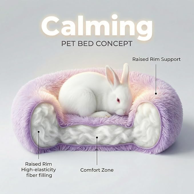 Guinea Pig Bed 11.8 Inch for Small Animal，Washable Small Animal Beds，Hideout Soft & Comfortable Donut Bed for Dwarf Rabbits/Hamster/Hedgehog/Ferrets,Purple and White