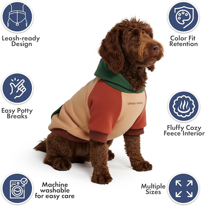 Spark Paws Dog Hoodie – Premium Dog Sweater for Small, Medium, and Large Dogs | Warm Outfits for French Bulldogs, Pitbull, Puppy, Winter Jacket Alternative - Ranger - XL