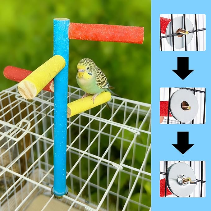 Bird Perch Stand Toy Parrot Multi Branch Paw Grinding Stick Cage Accessories Playground Exercise Toys for Parakeet Cockatiel Conures Lovebird Finch