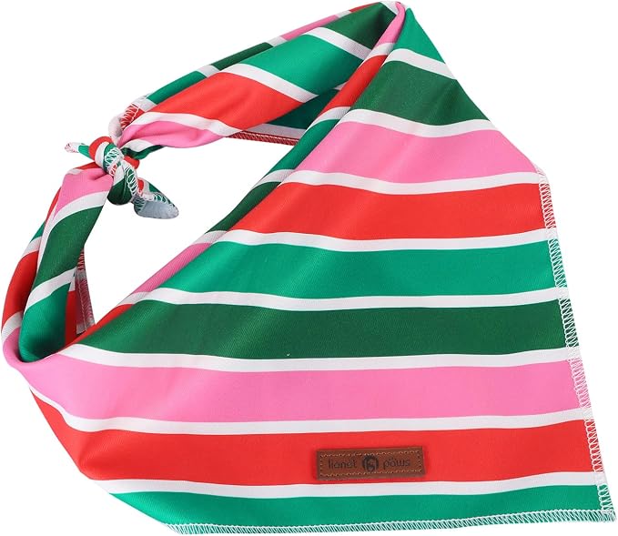 lionet paws Christmas Dog Bandana,Fabric Colorful Stripe Dogs Kerchief for Medium Large Dogs,Dog Cotton Triangle Bibs Scarf for Girl Boy