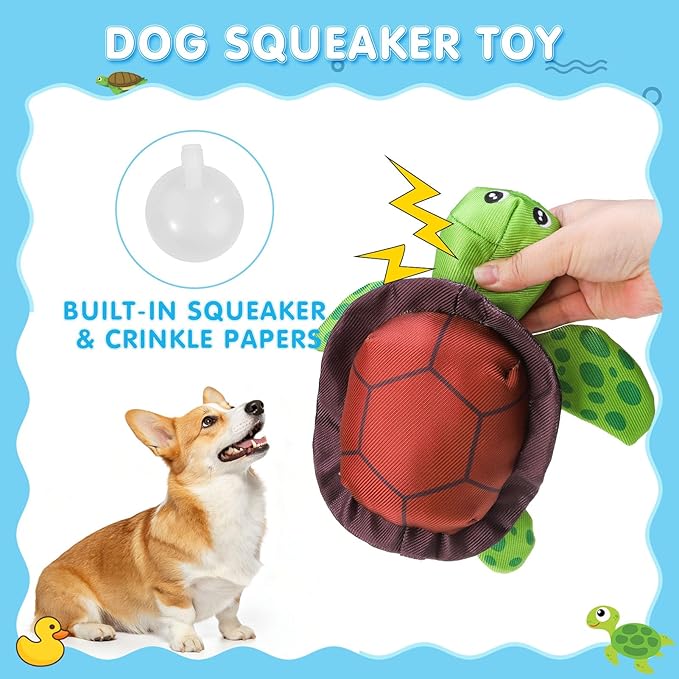 SCENEREAL Dog Water Toy for Medium Small Dogs- 2 Pack Floating Dog Toys Squeaky Toys for Pool Fetch, Turtle & Duck Shape Durable Pet Chew Toy Summer Outdoor Interactive Play