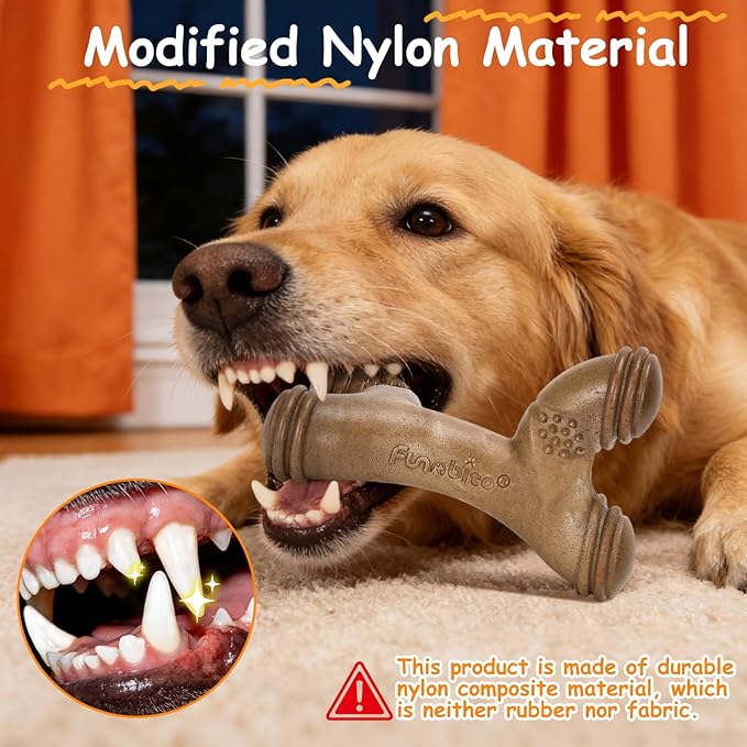 Tough Dog Toys for Aggressive Chewers,Bacon Scented & Nylon Bone to Keep Them Busy, Durable Chew Toy for Medium & Large Breeds (25-80 lbs)