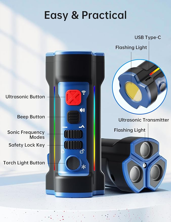 Enhanced Ultrasonic Dog Bark Deterrent Devices, Professional 50ft Range Anti Barking Devices for Dogs, Long Battery Life & Safe Humane Design, Effectively Stops Noise & Bad Behavior