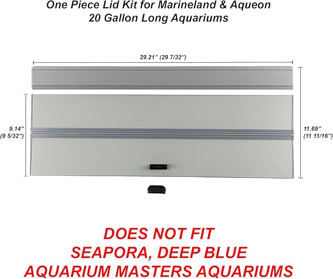 H2Pro Glass Canopy Aquarium Lid for Fresh & Saltwater Fish Tanks (30GT for Aqueon & Marineland 20 Long Aquariums)