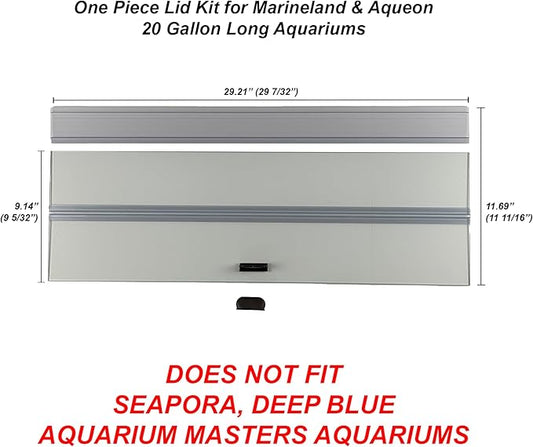 H2Pro Glass Canopy Aquarium Lid for Fresh & Saltwater Fish Tanks (30GT for Aqueon & Marineland 20 Long Aquariums)