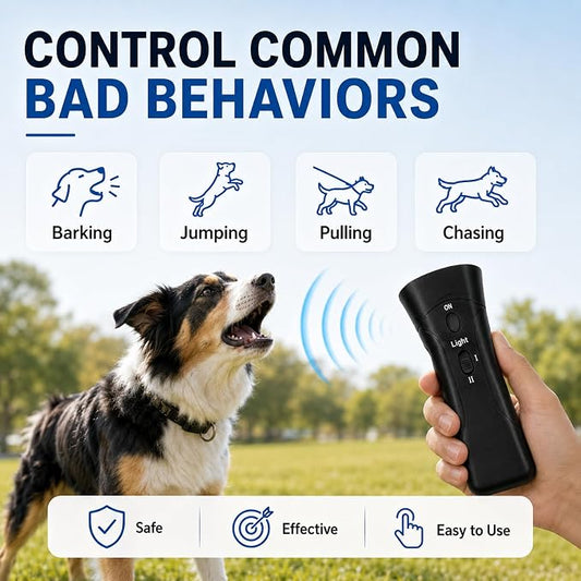 Trainer Ultrasonic for Dogs, Anti Barking Device, 2-in-1 Handheld Dog Repeller, Bark Control Tool for Indoor & Outdoor (2PCS) | Suitable for all pets