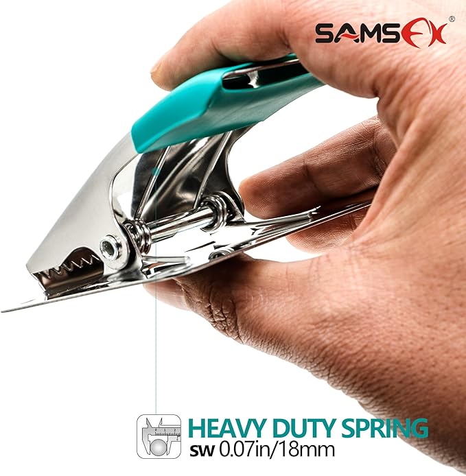 SAMSFX Fish Cleaning Board Tools - Fillet Clamp w/Screws Deep-Jaw Fish Tail Clip Board for Scaling Table Bait with Green Grip