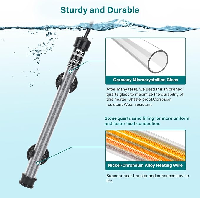 hygger Submersible Aquarium Heater, 100W 150W 200W 300W Adjustable Fish Tahk Heater with Temperature Controller, LED Display, Small Aquarium Betta Heater for up to 20/26/40/48 Gallons