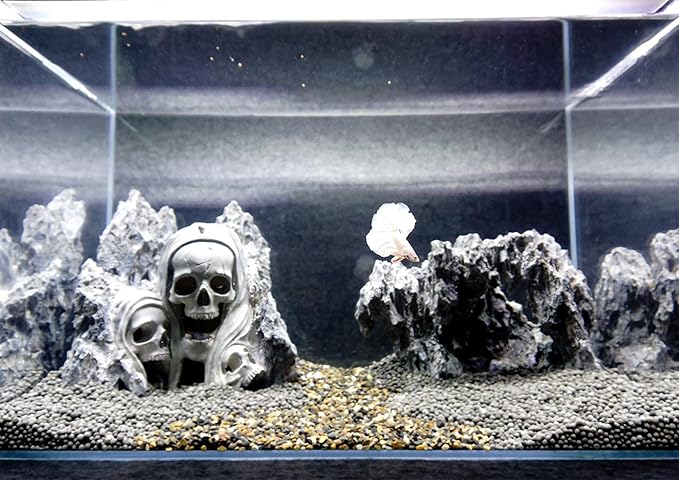 Allcolor Fish Tank Decor Rocks.Aquarium Decoration Model.Easy and Quick Solution for Aquascaping.(Skull Canyon)