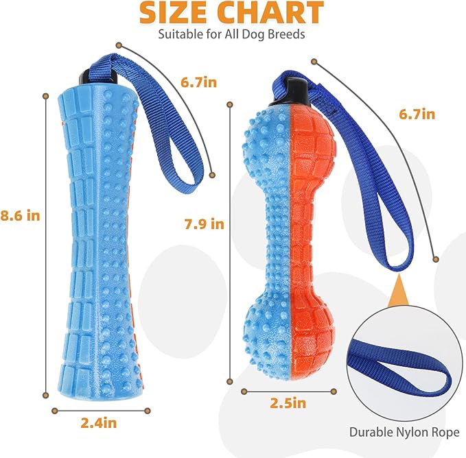 KOOLTAIL Floating Dog Toys,2 Pack TPR Water Pool Fetching Toy with Durable Rope for Small Medium Large Dogs,Bright Bumper Interactive Dog Chew Toys for Summer Outdoor Pool,Training&Teething