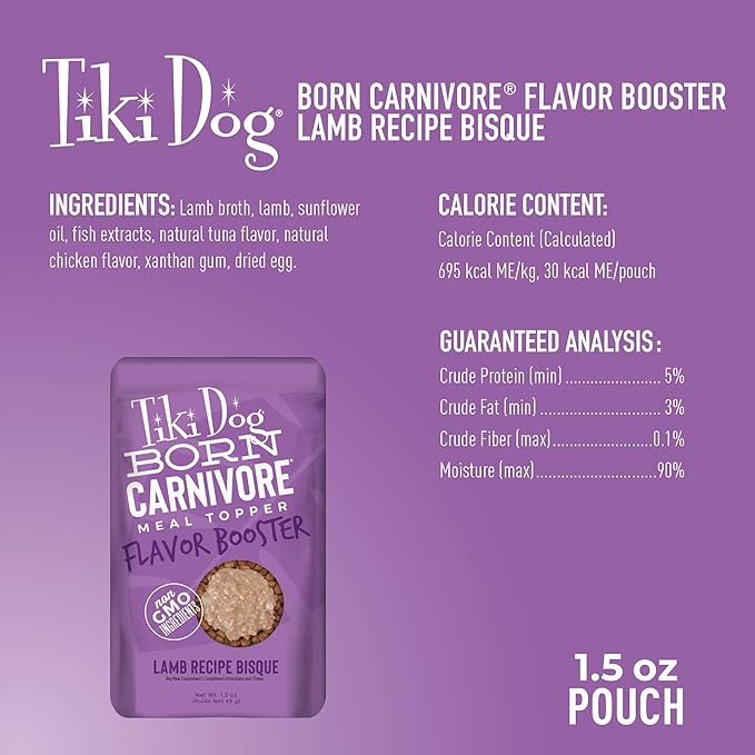 Tiki Dog Born Carnivore Dog - Dog Treats - Bisque - Lamb - 1.5 oz Pouch