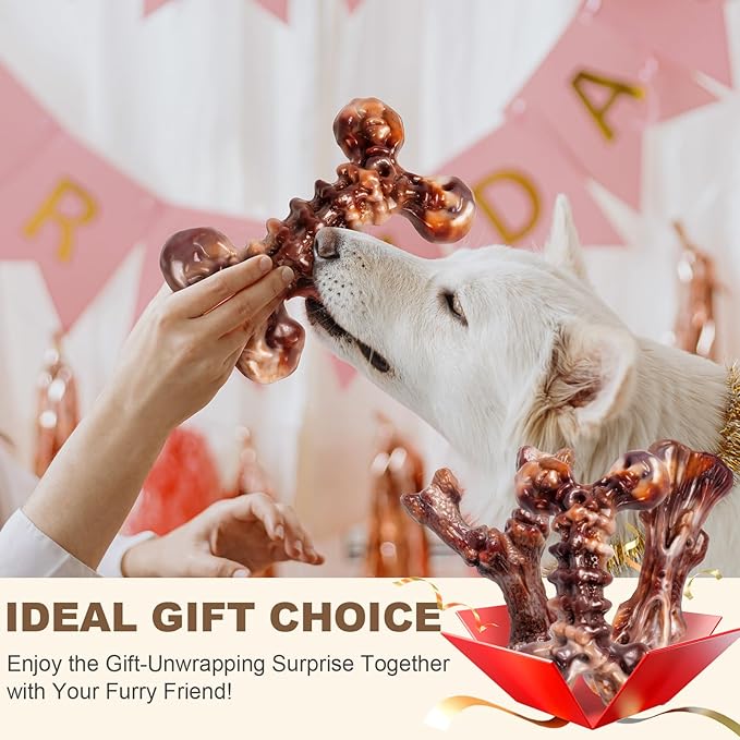 Kseroo Indestructible Dog Chew Toys for Aggressive Chewers: 3-Pack Bacon Flavored Rock-Hard Solid Nylon Dog Bones for Medium & Large Dogs(25-90lbs), Heavy Duty Tough Dog Toys to Keep Them Busy, Brown