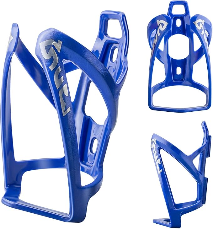 Suruid Bike Water Bottle Cage, Universal Drink Holder, Durable Ultralight Plastic Bottle Holder for Cycling, 2 Pack - Blue
