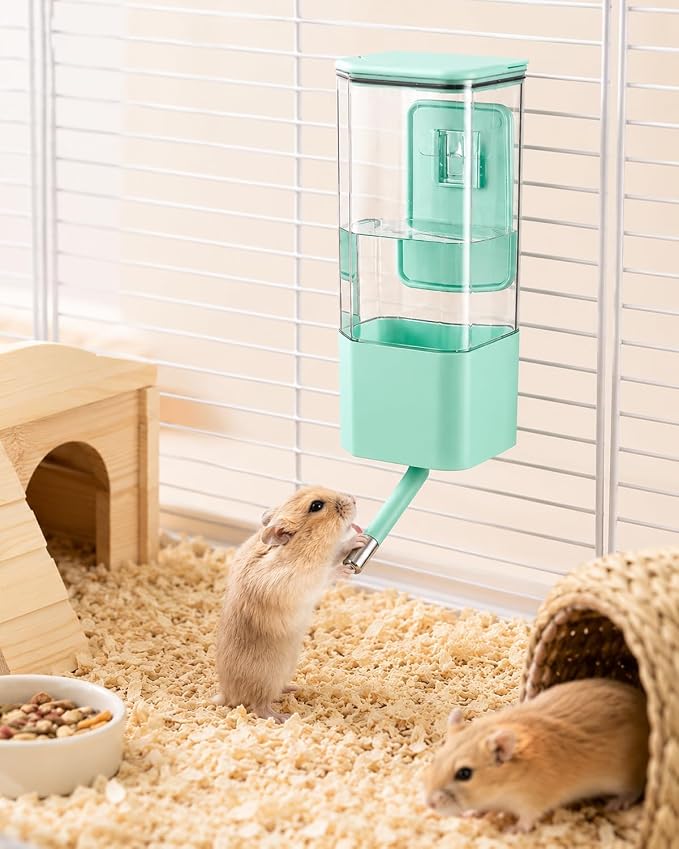 47OZ No-Drip Small Animal Water Bottle, Large Capacity Leakproof Hanging Pet Water Dispenser for Cage Crate, Water Feeder for Guinea Pig, Hamster, Rabbit, Ferret, Chinchilla (Green)