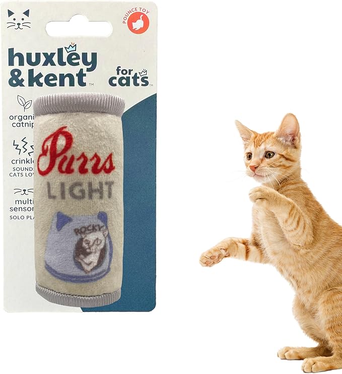 Huxley & Kent Plush Cat Toy - Interactive Catnip Toy for Cats & Kittens - Soft Kitty Toy with Crinkle & Catnip - Fun Indoor Play Toy - Purrs Light