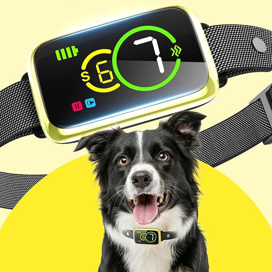 1S Stop Barking Smart Dog Bark Collar, Humane Anti Barking Device with Beep & Vibration, 7 Adjustable Sensitivity, Ultra-Light Bark Collar for Small Medium Large Dogs (Gold, 1 Pack)