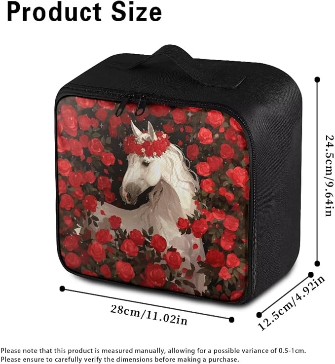 Rnyleeg First Aid Kit Empty Red Rose Horse Emergency Medical Kit with Zipper Large Capacity Medical Bag for Home, Travel, Outdoor, Boat, Camping, Hiking