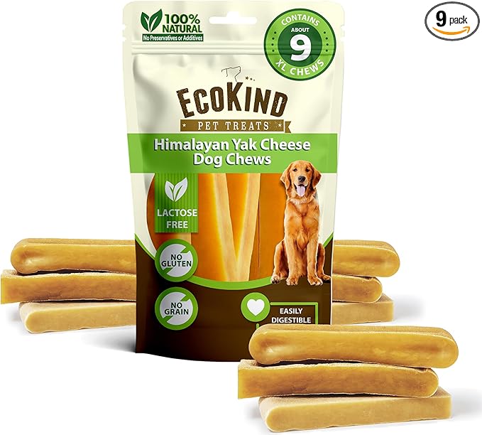EcoKind Premium Gold Monster Yak Cheese Himalayan Dog Chew, Dog Treats Large Breed, All Natural, High Protein, for Aggressive Chewers, XL - 9+ Chews (3 Lbs)
