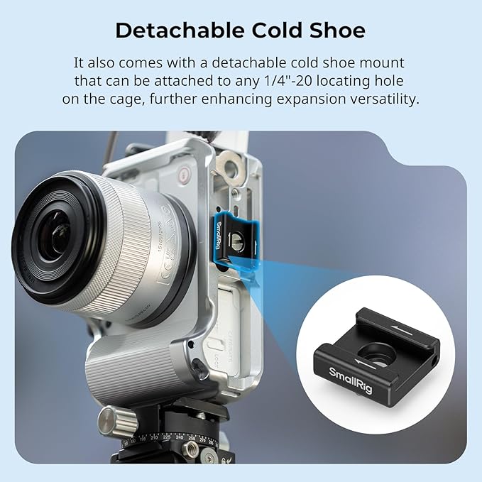 SmallRig R50 V Camera Cage for Canon R50V, Built-in Ergonomic Silicone Grip, QR Plate for Arca, 1/4"-20 Threaded Hole, 3/8"-16 Holes for ARRI, Cold Shoe, QD Sockets, Vertical Shooting(Silver)-5428