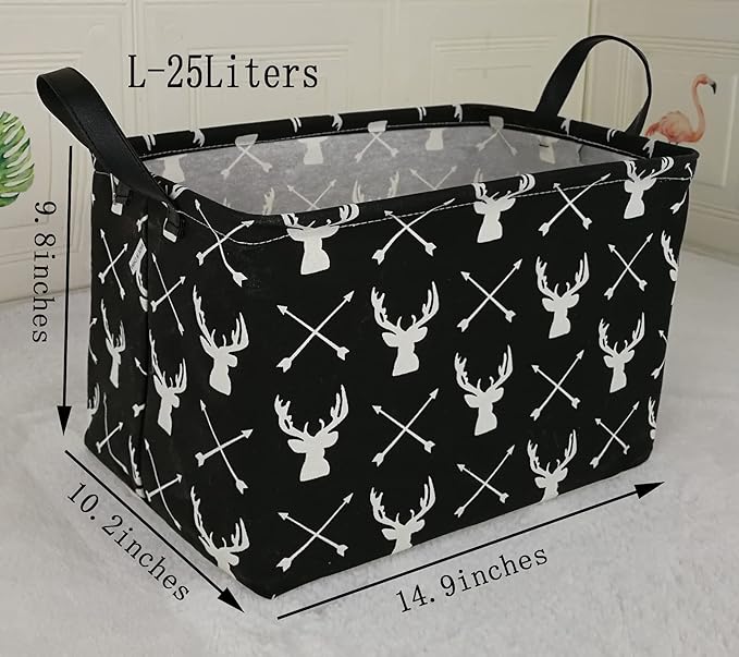 Kid Storage Basket Gift Shelf Basket Toy Storage Bin, Nursery Basket Organizer Box for Children Room Deco With Handles (Deer)