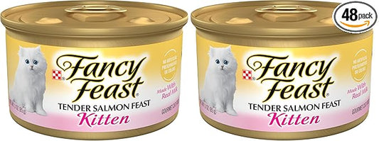Fancy Feast Purina Kitten Tender Salmon Feast Wet Kitten Food - 3 Oz. Cans,(Pack of 48)