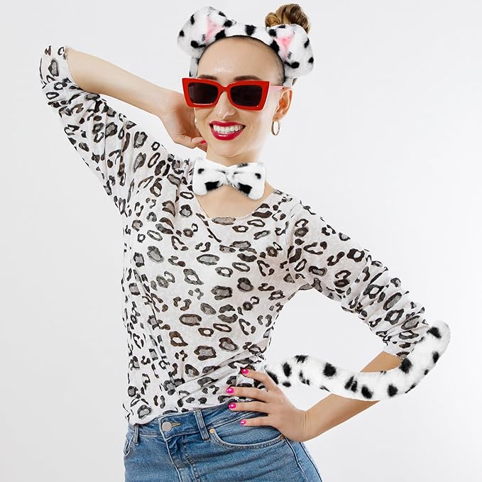 SATINIOR Puppy Dog Costume Set Ears Headband Nose Bow Tie Tail Animal Cosplay for Halloween