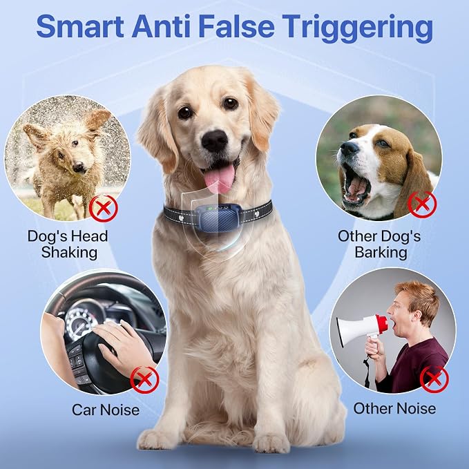 Dog Bark Collar, Automatic Smart Bark Collar with 8 Sensitivity for Large Medium Dogs, Waterproof No Bark Collar with Beep Vibration Training Modes, Rechargeable Anti Barking Collars-K03