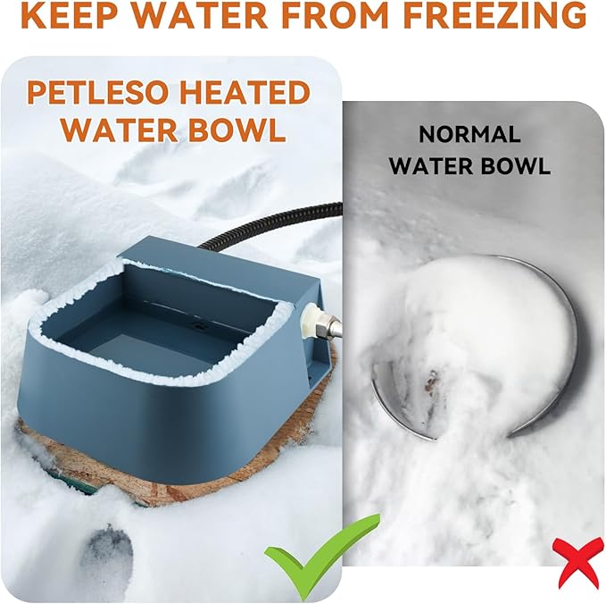 Automatic Heated Water Bowl for Dogs Cats, Outdoor Heated Dog Bowl with Auto Fill, 2L Winter Heating Waterer Provide Drinkable Water for Chickens, Rabbits, Birds, Goats, Feral Animal