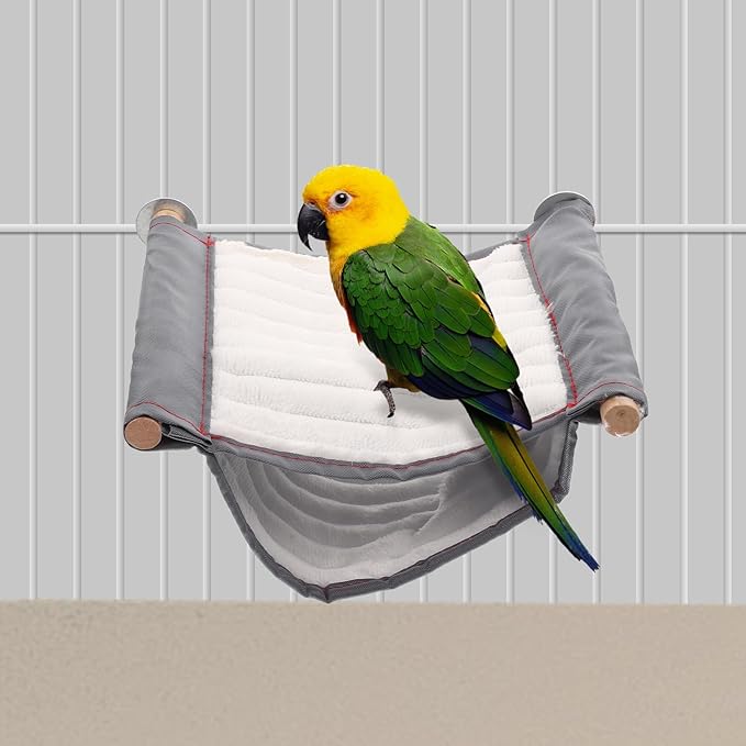 HOMSFOU Large White Hamster Hanging Hammock Bed for Small Animals, Removable Warm Fleece Pet Cage Hammock Suitable for Guinea Pigs, Chinchillas, and Squirrels, Indoor Hanging Small Animal