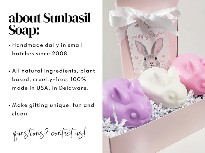 Sunbasil Soap Cute Bunny Rabbit Handmade Soap Gift Box Happy Easter Treat for all ages Made in USA