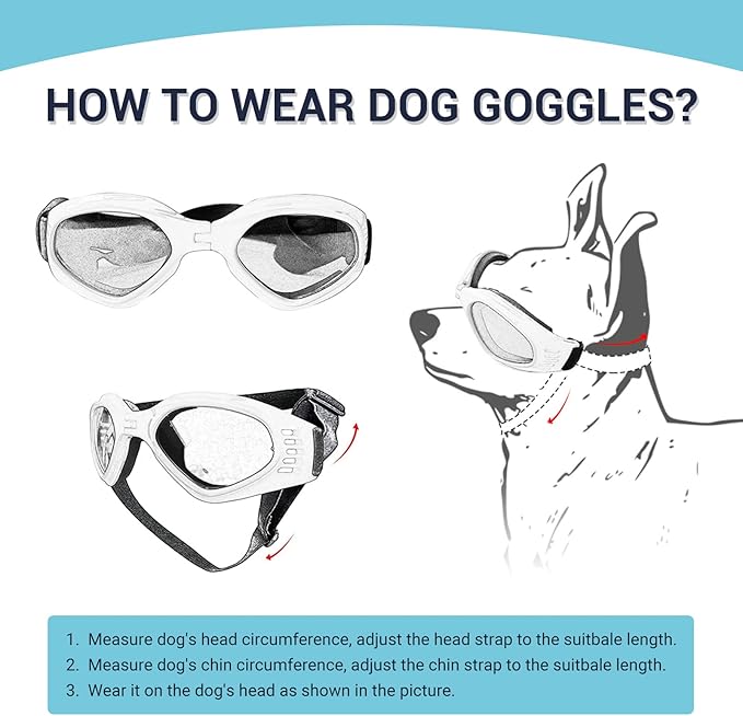 Dog Goggles Medium Breed, Small Dog Sunglasses Pet Eye Protection Windproof Anti-UV for Small to Medium Dogs, Pink