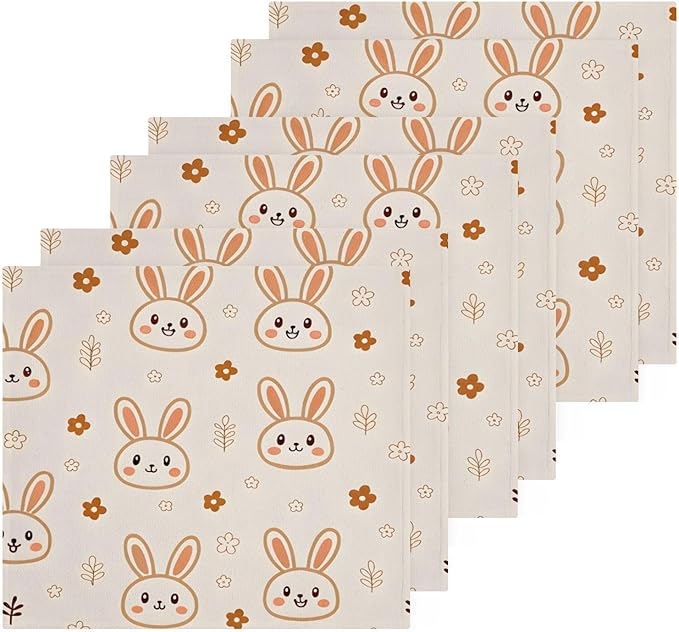 Cute Rabbits Washcloths, Highly Absorbent and Soft Cotton Face Cloths, 6 Pack Quick Dry Wash Cloths - 12 X 12 Inches