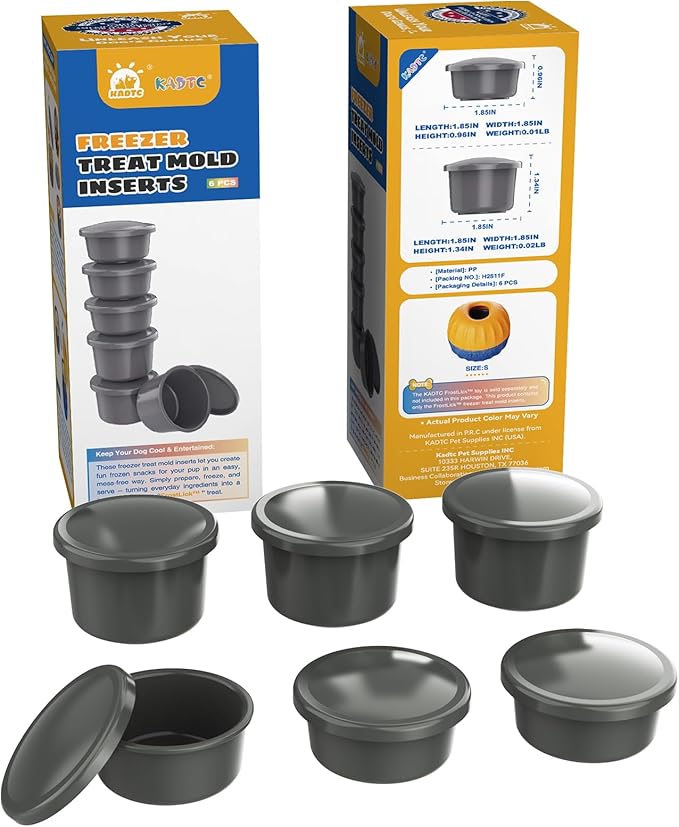 KADTC Dog Lick Toy Freezer Treat Inserts (6-Pack) – Reusable Food-Grade Freezing Cups Compatible 3-in-1 FrostLick Frozen Treat Ball