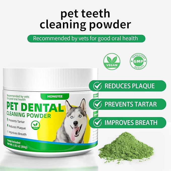 Dog Dental Care Plaqueoff Powder for Pets, Teeth Cleaning Powder for Dogs & Cats Breath Freshener for Bad Breath, Tartar Remover, Plaque Off, and for Rabbit
