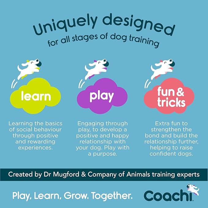 Coachi Tuggi Ball - Interactive Dog Toy for Tug of War & Play. Strong & Comfortable, Stretchy Bungee Handle with Foam Ball, Ideal for Agility and Reward Training, Interrupting Biting & Chewing