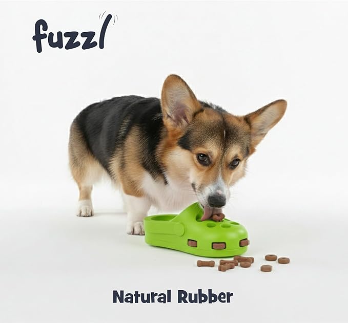 Fuzzl Clog Large Treat Toy for Dogs Puzzle Enrichment Shoe – Natural Rubber Chew Toy – Durable, Interactive Cognitive Feeder – Eco-Friendly, Non-Toxic & Dishwasher Safe – Green