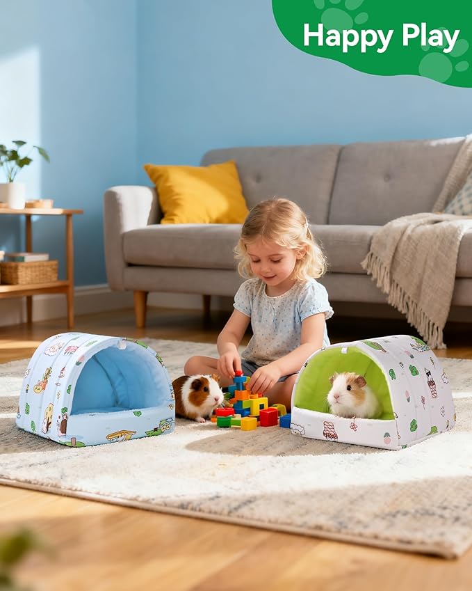 2 PCS Guinea Pig Hideout Guinea Pig House Guinea Pig Bed, Washable Hamster House Small Animal Cage Accessories for Mouse Chinchillas Hamsters Hedgehogs Ferrets Bearded Dragons and Rats