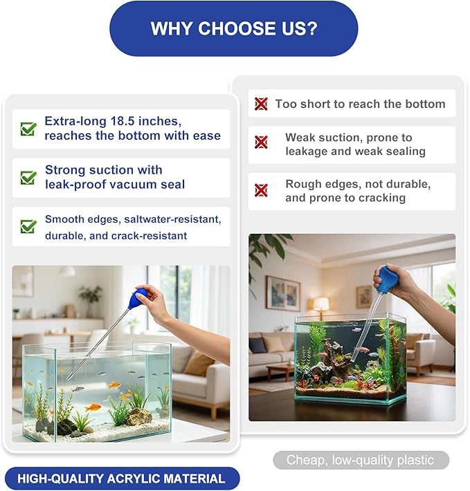 2 Pcs 18.5" Long Coral Food Feeder Pipette – Aquarium Cleaning Tools & Spot Feeding Tube for Fish Tank Marine Reef, Long Syringe for Aquatic Plant Spider Snake Lizard Axolotl Accessories (2)