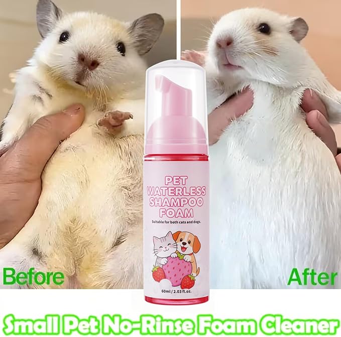 Rabbit Shampoo Mousse, 3.6x10cm Waterless Cleaning Foam, Small Pet Washing Solution for Grooming, Hygiene, Furs, Maintenance, Rabbits, Guinea Pigs