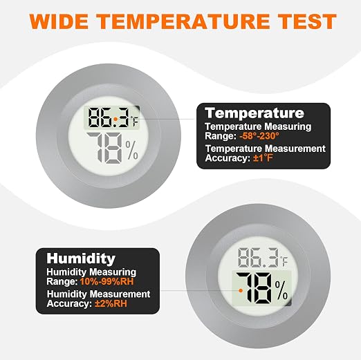 2 Pack Hygrometer Thermometer Mini Digital LCD Monitor Indoor/Outdoor Humidity Meter Gauge Temperature for Humidifiers Dehumidifiers Greenhouse Reptile Humidor Fahrenheit/Celsius(℉/℃) by QPEUIM