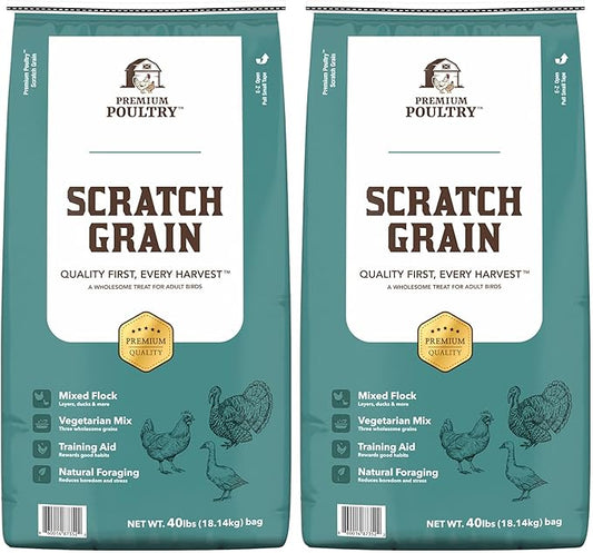 Chicken Scratch Grain for Chickens, Ducks & Turkeys, Natural 3-Grain Scratch Feed Treat, Made in USA, Foraging & Energy Support, 80 lbs