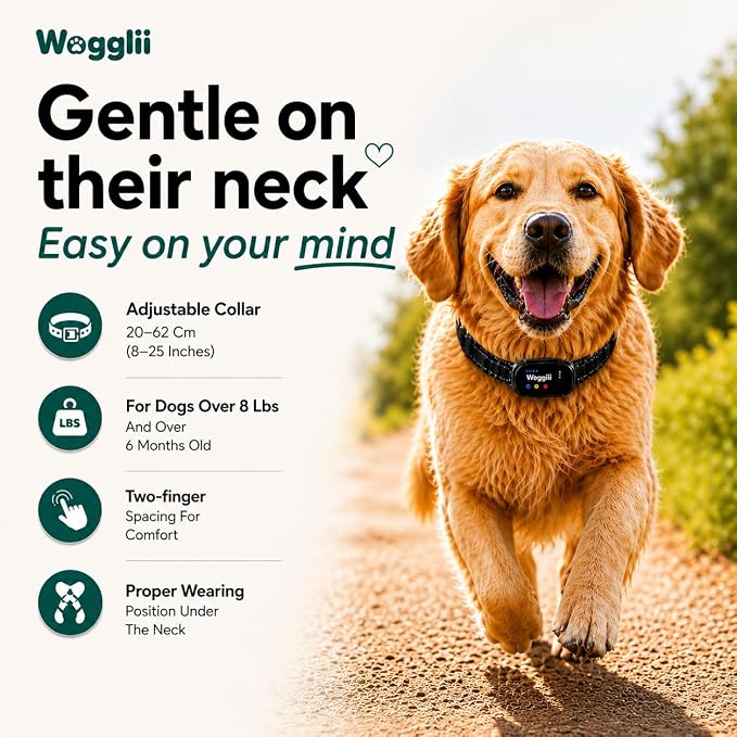 Smart AI Bark Collar for Small Medium Large Dogs, Automatic Anti Barking Device with 5 Sensitivity Levels, LCD Display, Vibration and Static Modes, Rechargeable IP67 Waterproof, Black