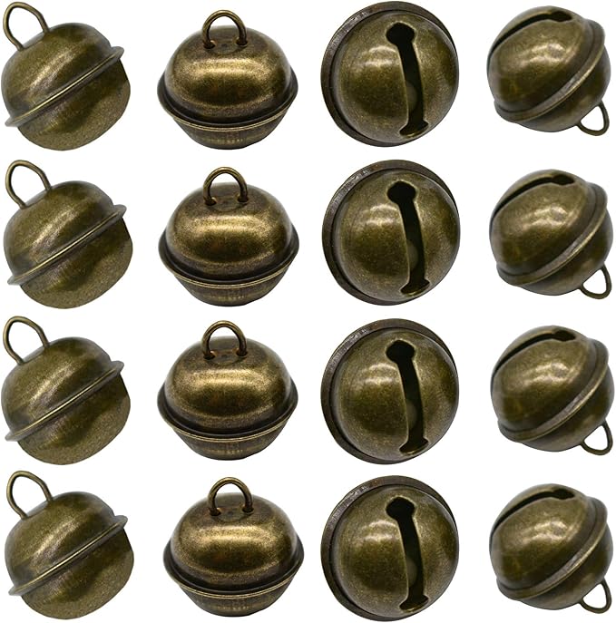 Maydahui 20 PCS Vintage Jingle Bell 1 Inches Antique Decorative Tone Copper Bell for Pet Dog Cat Pendants Christmas Tree Crafts Decoration