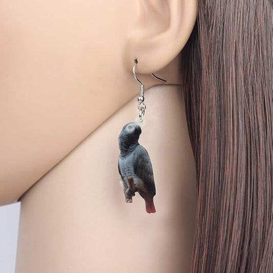 NEWEI Acrylic Cockatiel Gifts Cute Parrot Earrings Dangle for Women Bird Lovers Jewelry Ornament Charms