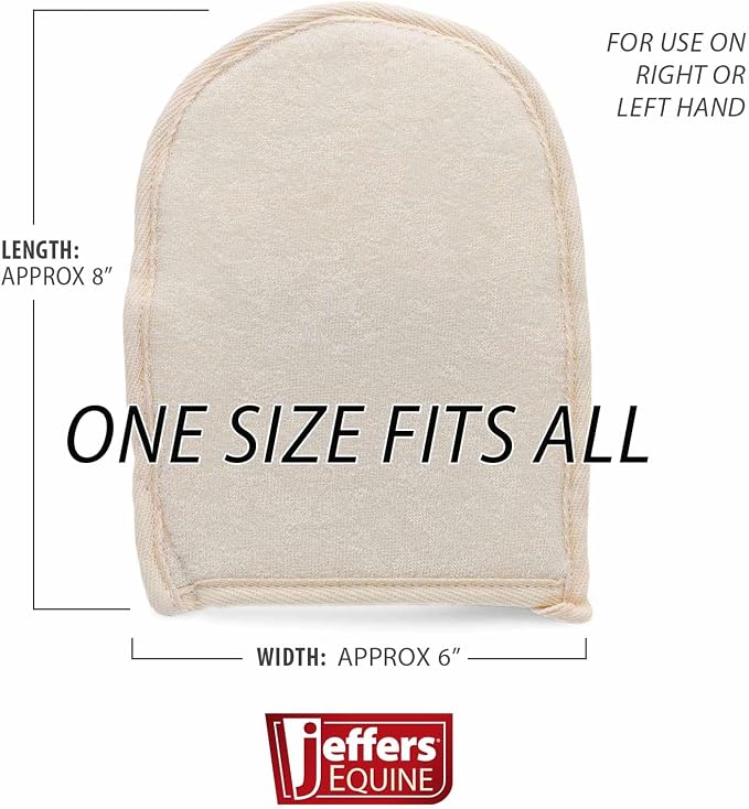 Jeffers Equine Double Sided Sisal & Microfiber Face Mitt for Horses – Horse Grooming Mitt, Horse Care Tool, Barn & Stable Grooming, Sensitive Areas, Exfoliating, Polishing, Cleaning -8" L x 6" W