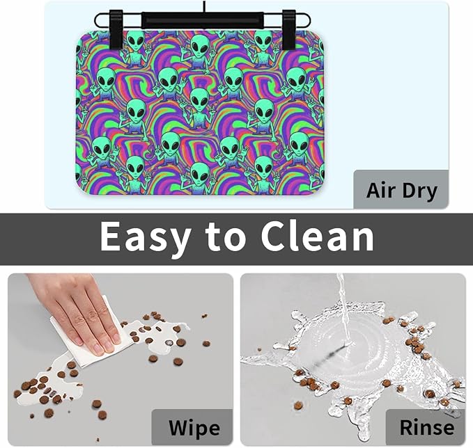 Pet Mats for Food and Water Placemat (Cool Alien Tie Dye)