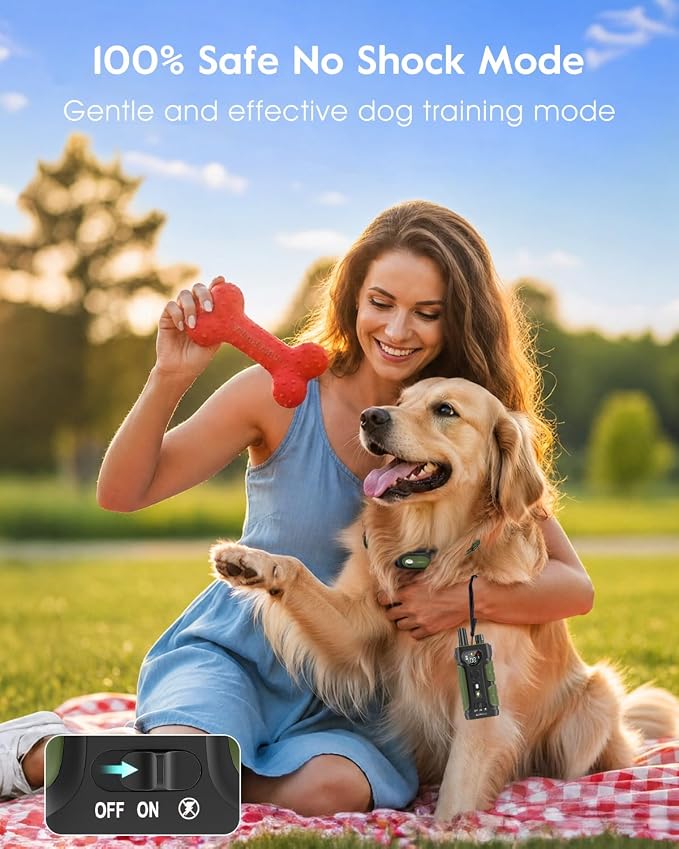 SLOPEHILL Dog Shock Collar - 4200FT Dog Training Collar with Remote,IPX8 Waterproof E-Collar with Beep,Vibration,Shock,Flash Light,No Shock Mode,Shock Collar for Small Medium Large Dog 8-140lbs,Green