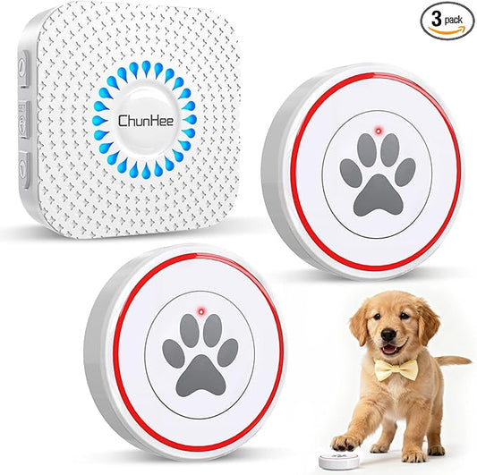 ChunHee Dog Door Bell for Potty Training – Wireless Doggie Doorbell to Go Outside, 1.6in Touch Surface, Easy for Puppy & Adult Dogs, IP55 Waterproof, 500FT Range, 55 Ringtones, Adjustable Volume