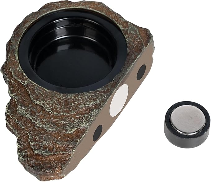 Magnetic Gecko Feeding Ledge, Reptile Food Dish with 3PCS Feeding Cups Crested Gecko Feeder Ledge Water Bowl for Lizard Chameleon Bearded Dragon Tank Accessories
